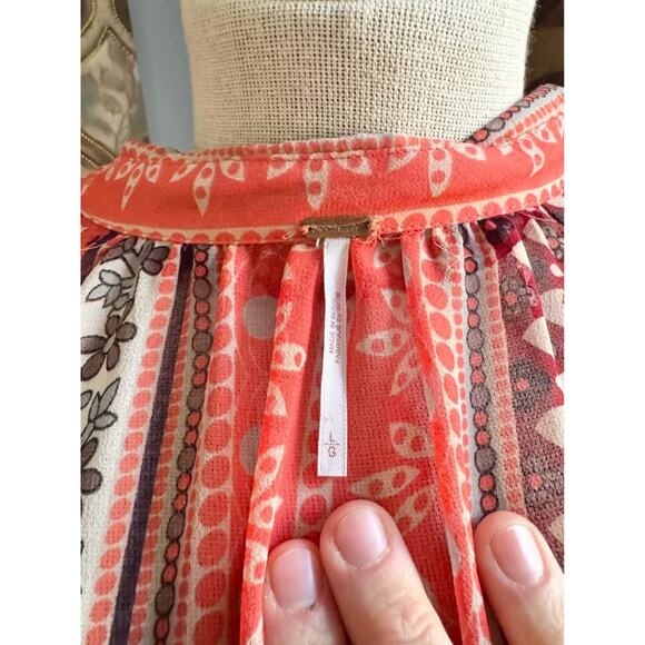 Free People Midnight Mile Button High Low Cinch Back Top Shirt Blouse Tunic - Picture 9 of 10